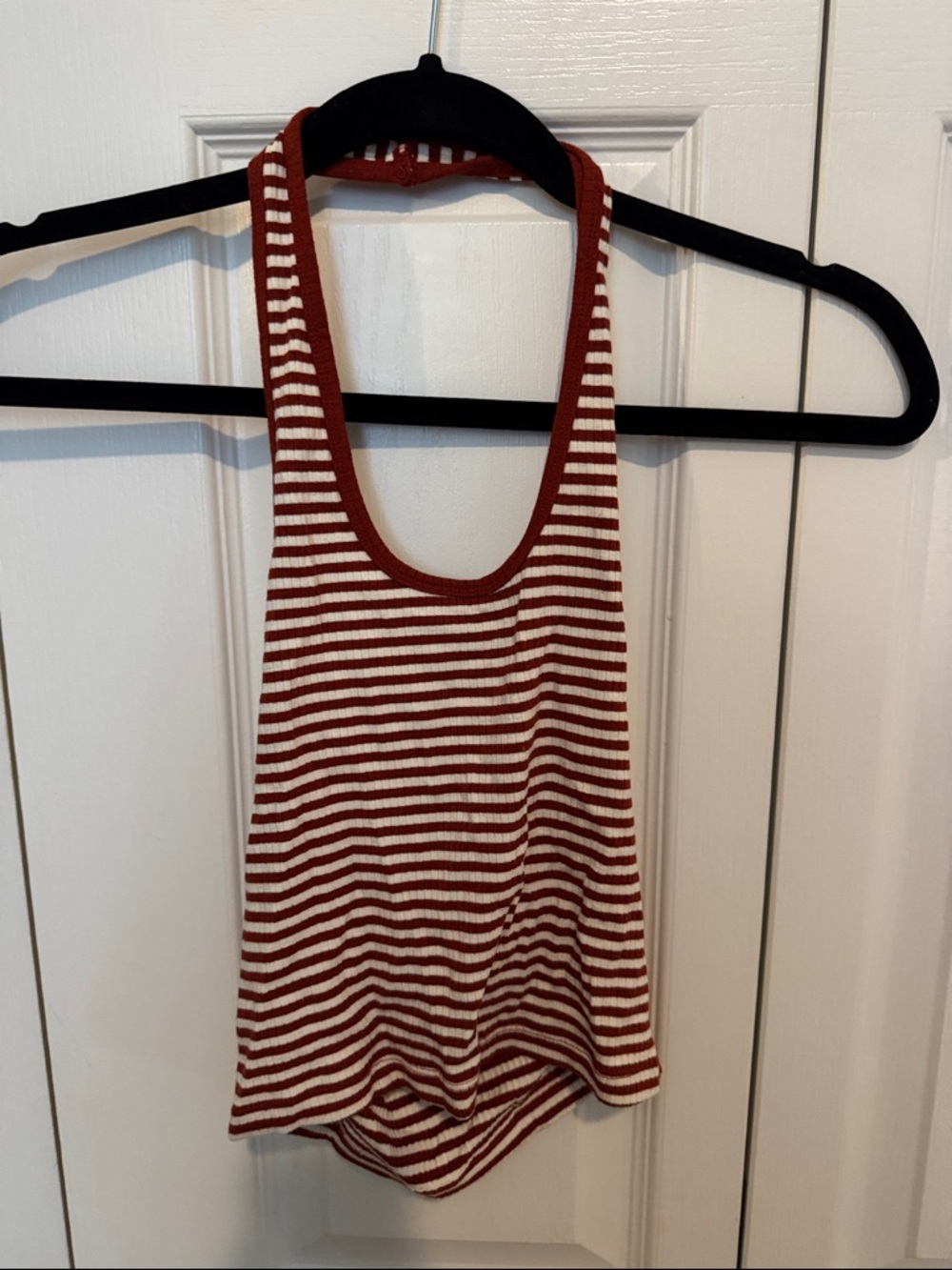 Striped Rust and Cream Racerback Tank Top